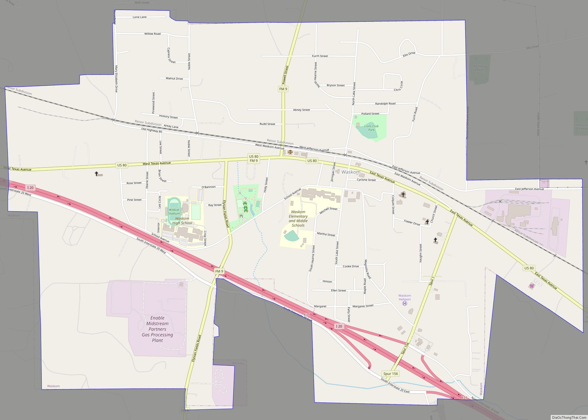 Map of Waskom city