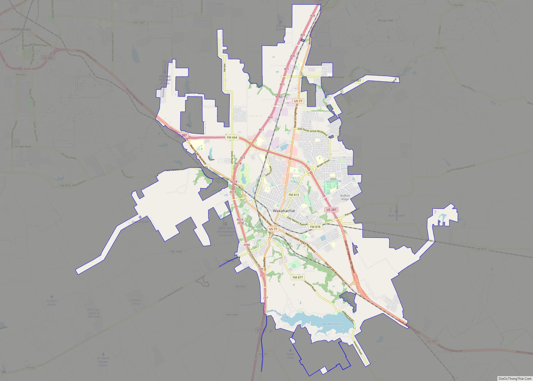 Map of Waxahachie city