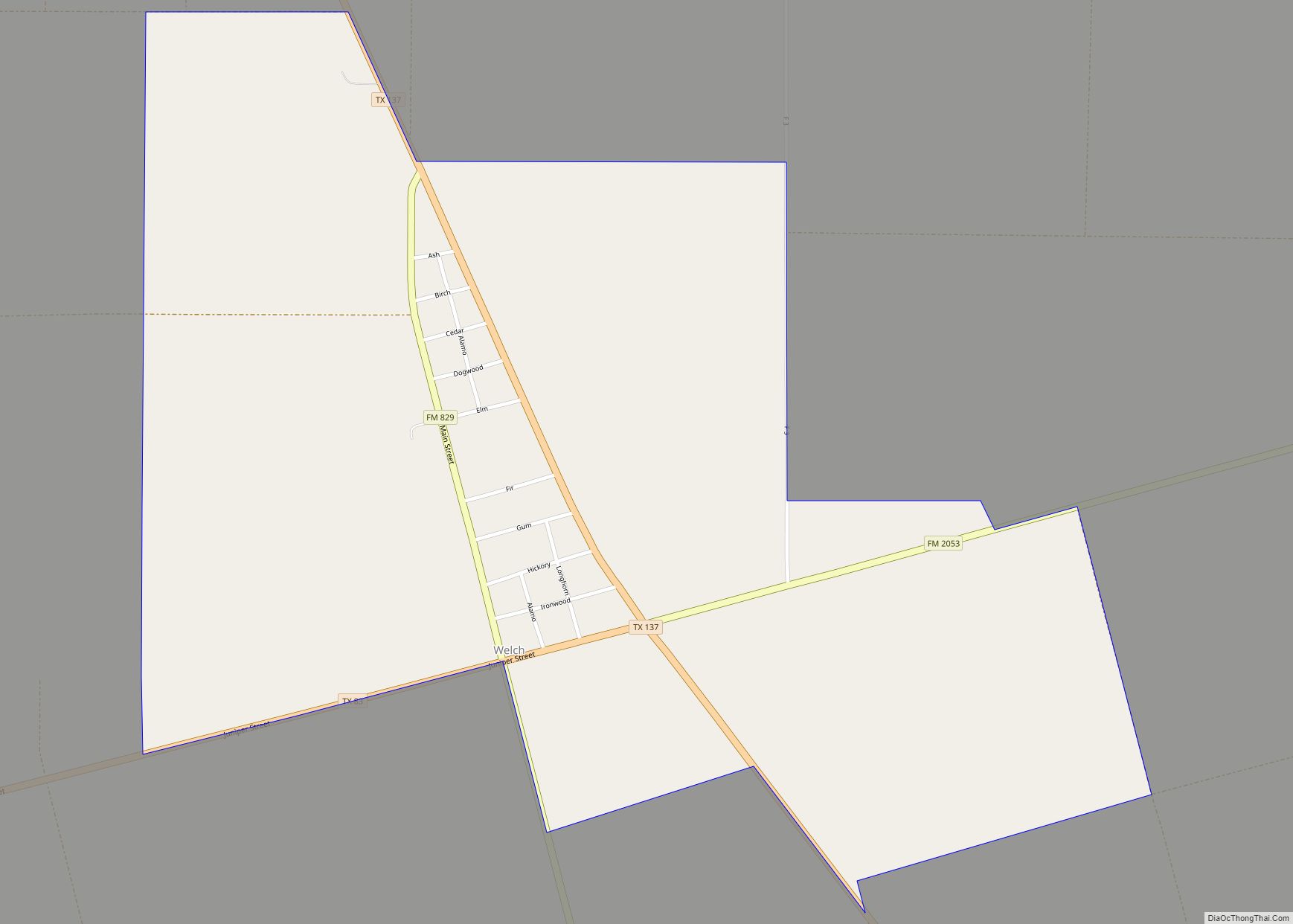 Map of Welch CDP, Texas