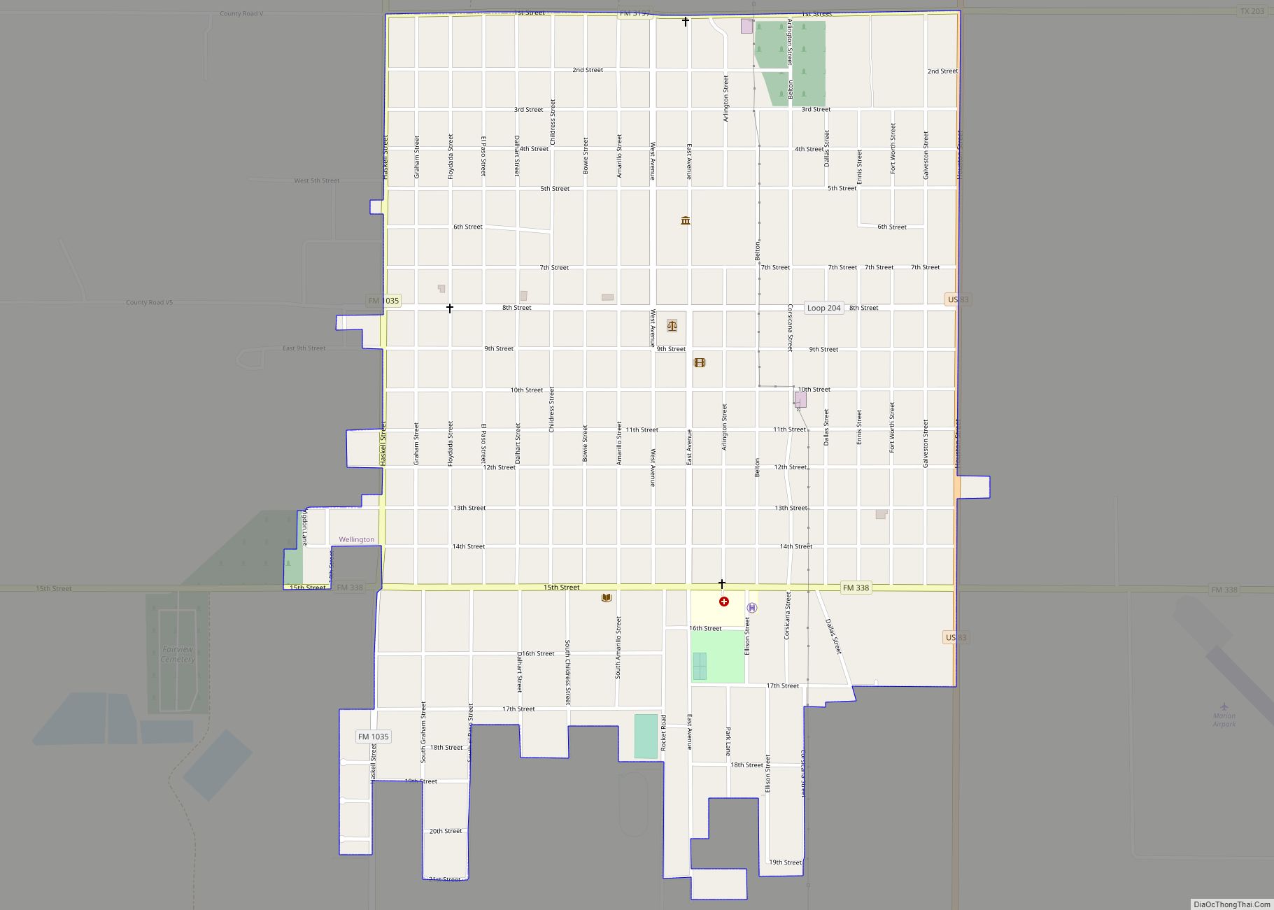 Map of Wellington city, Texas