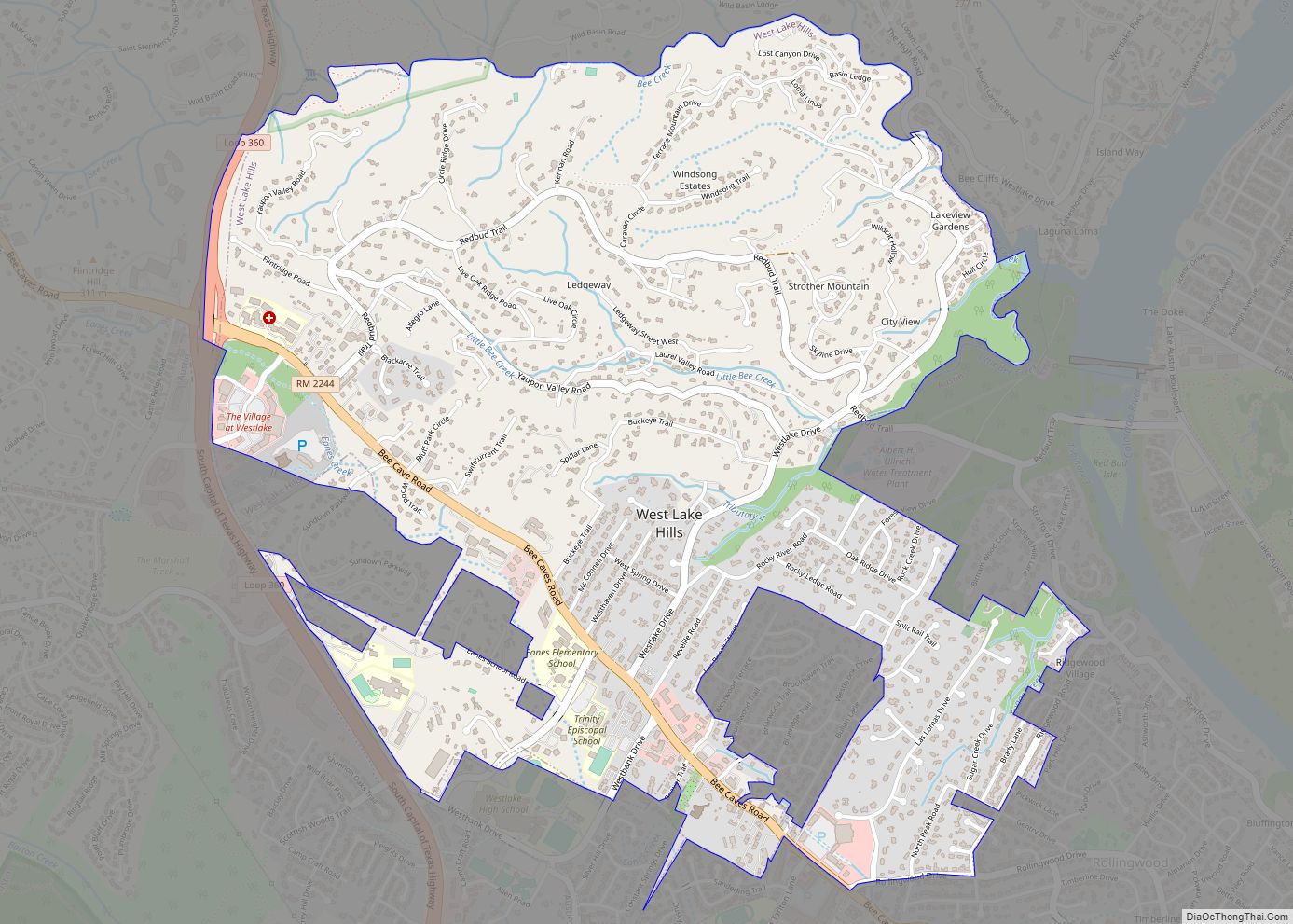 Map of West Lake Hills city