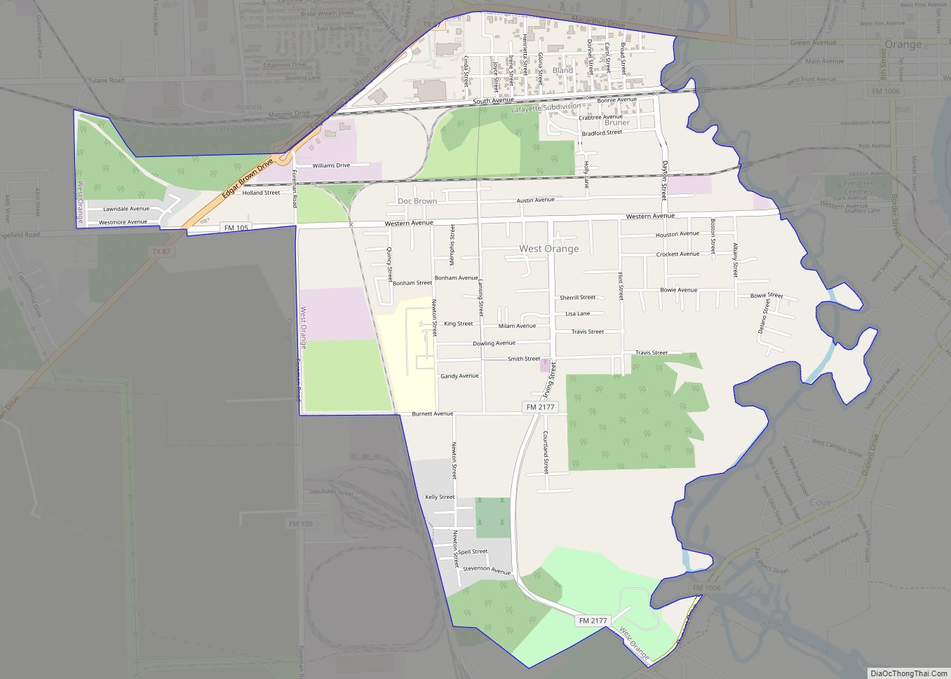 Map of West Orange city
