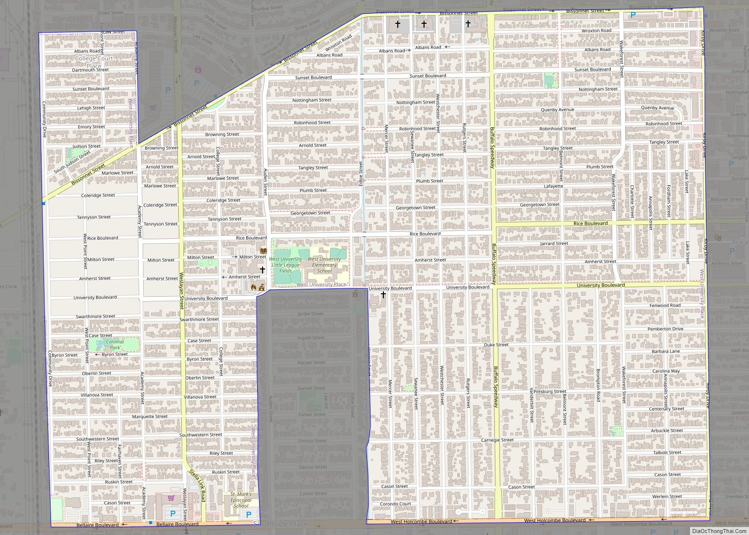 Map of West University Place city