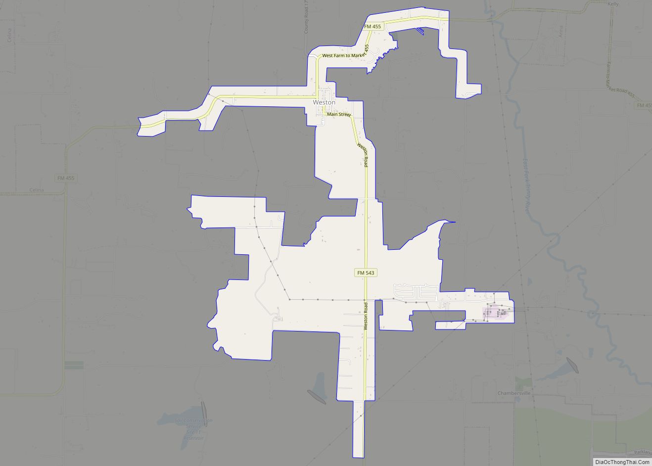 Map of Weston city, Texas