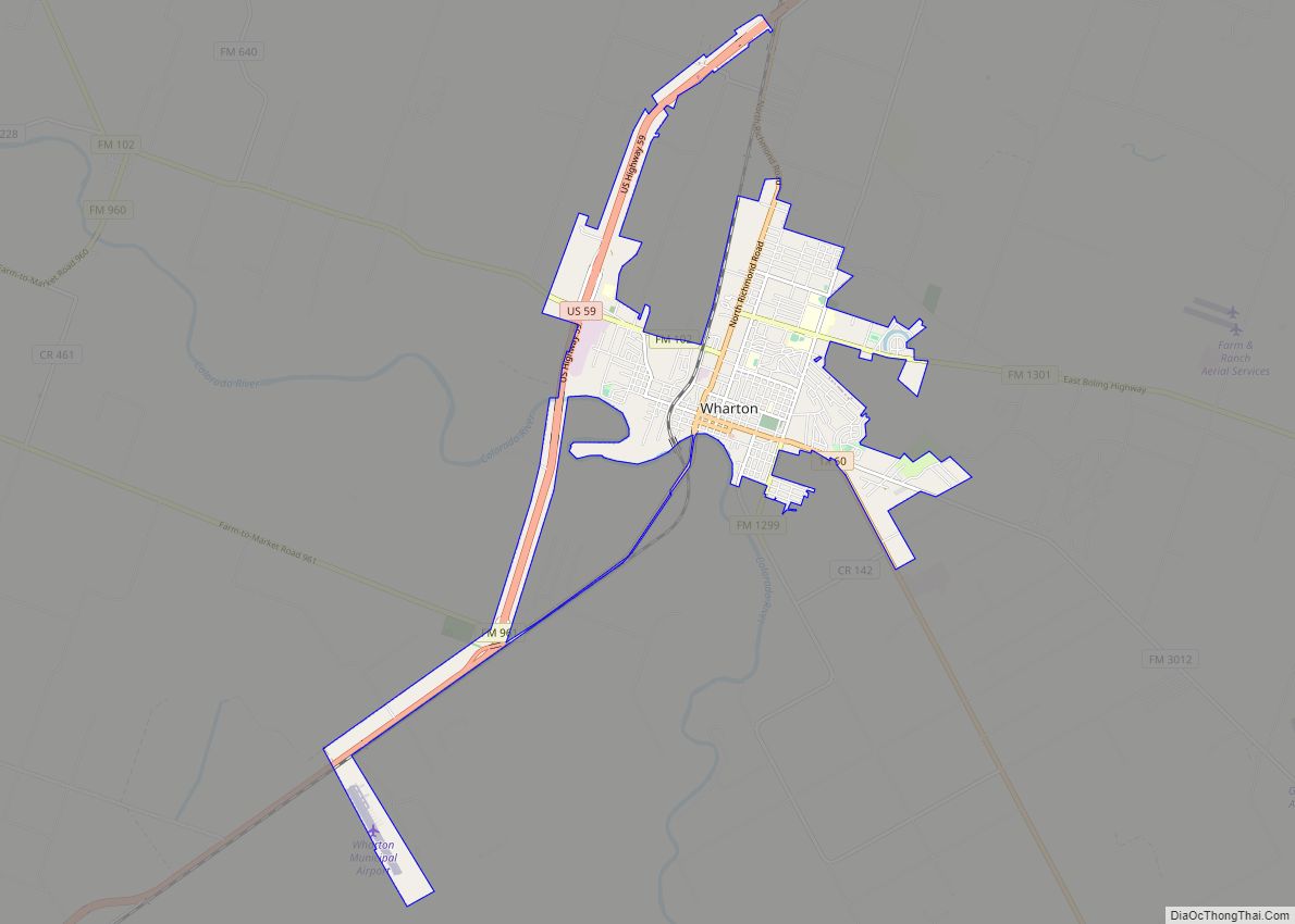Map of Wharton city, Texas