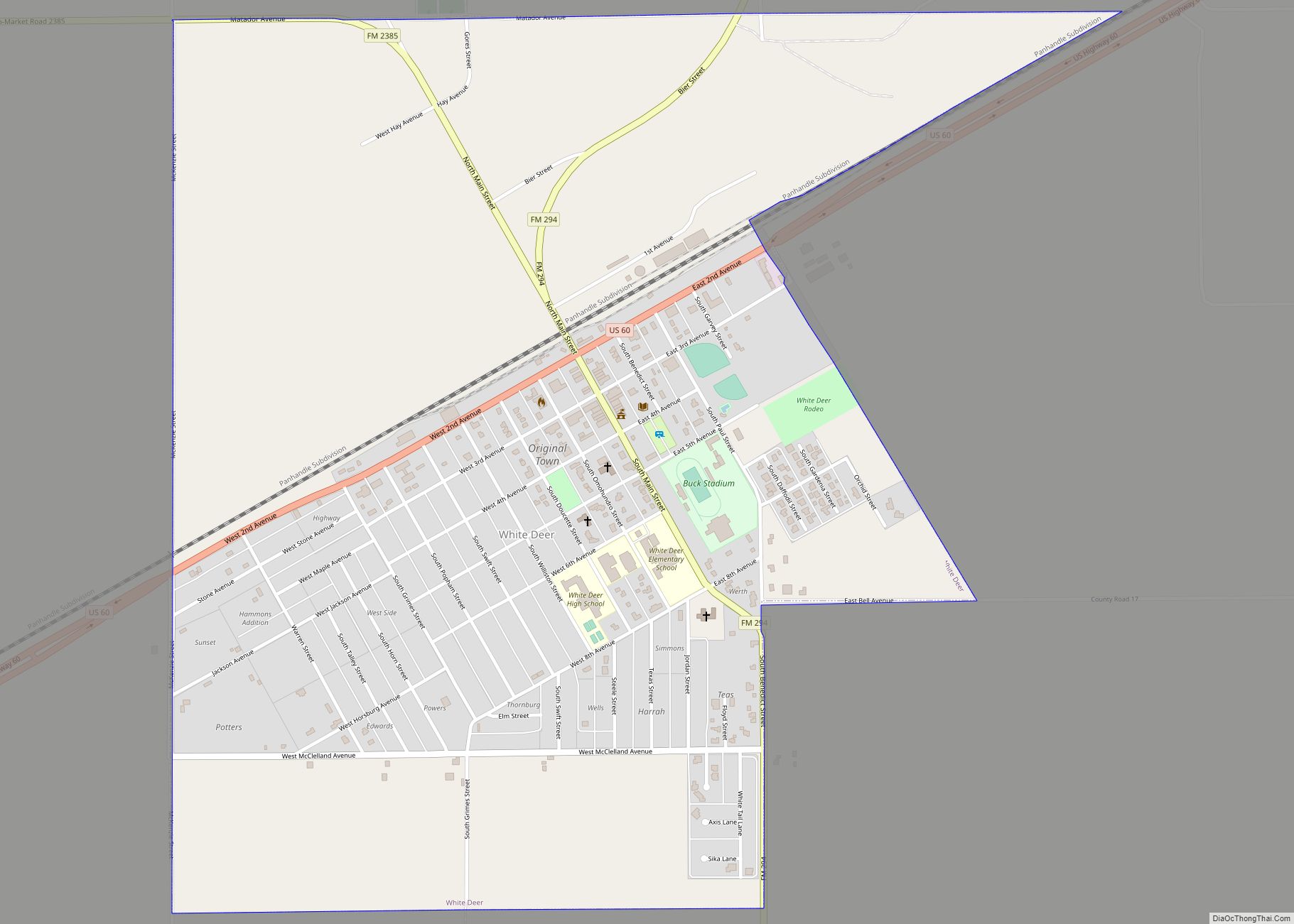 Map of White Deer town