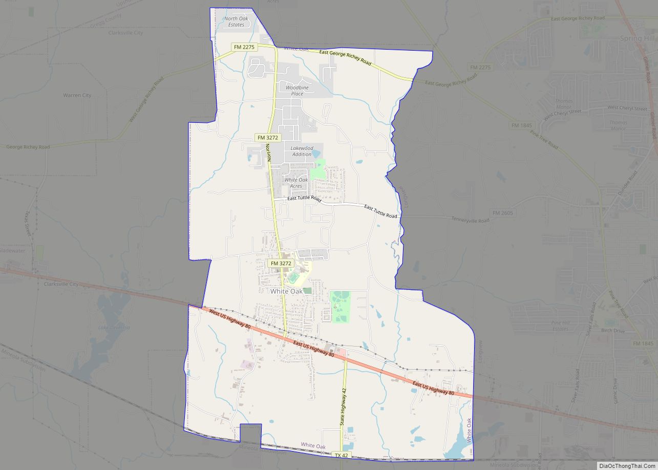 Map of White Oak city, Texas