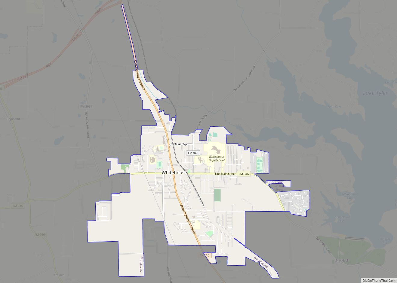 Map of Whitehouse city, Texas