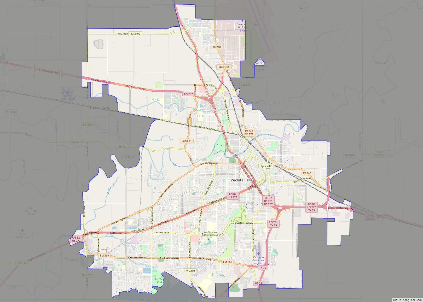 Map of Wichita Falls city