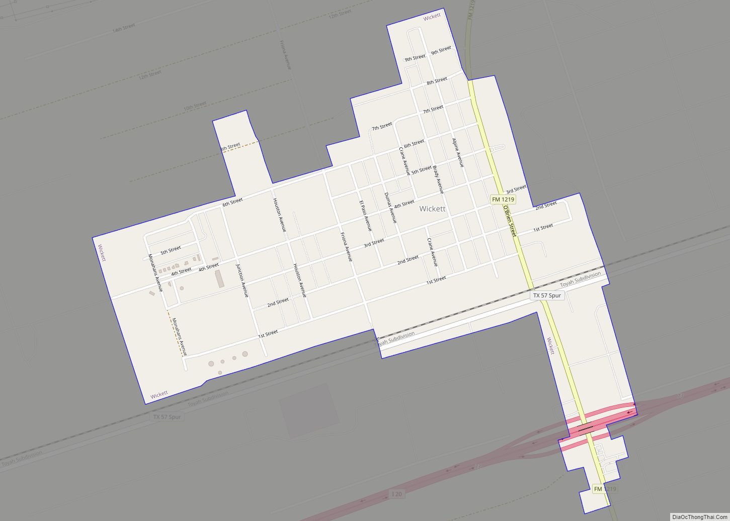 Map of Wickett town