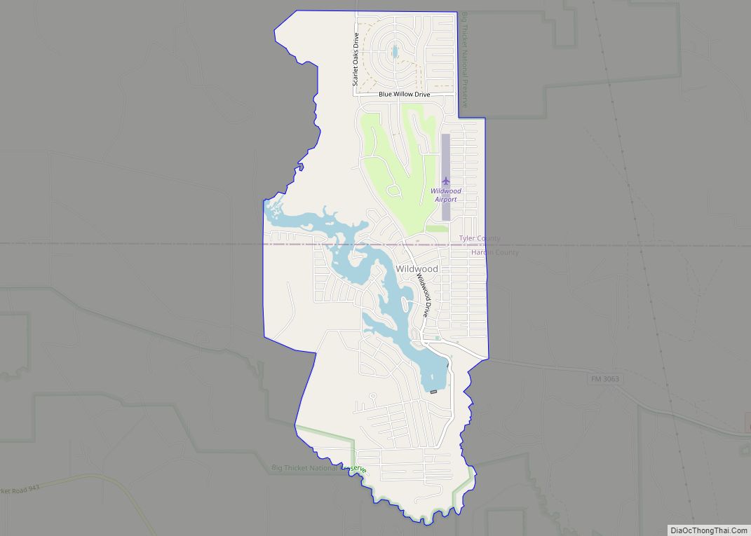 Map of Wildwood CDP, Texas