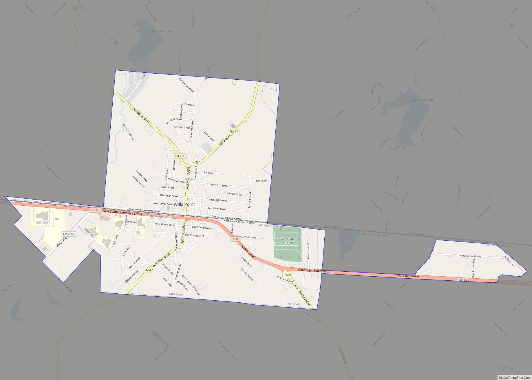 Map of Wills Point city