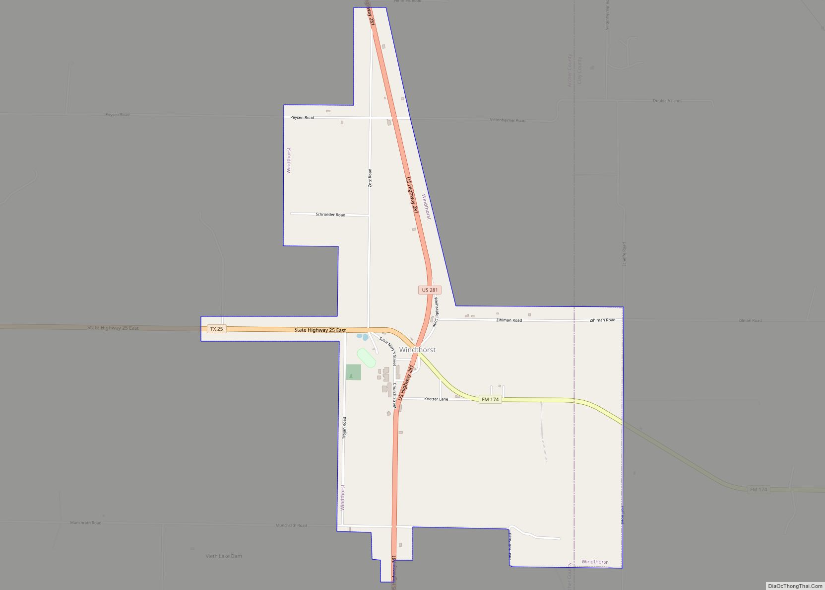 Map of Windthorst town