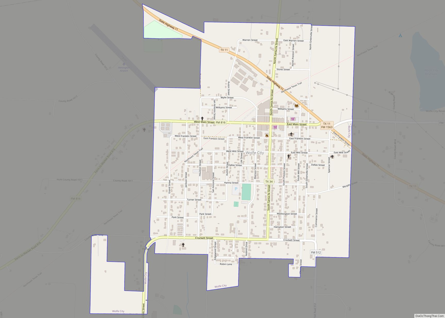 Map of Wolfe City city