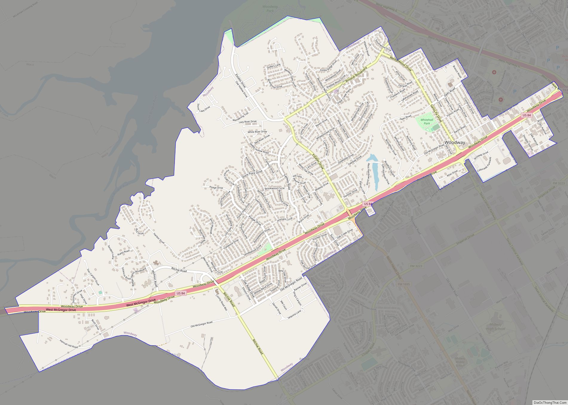 Map of Woodway city