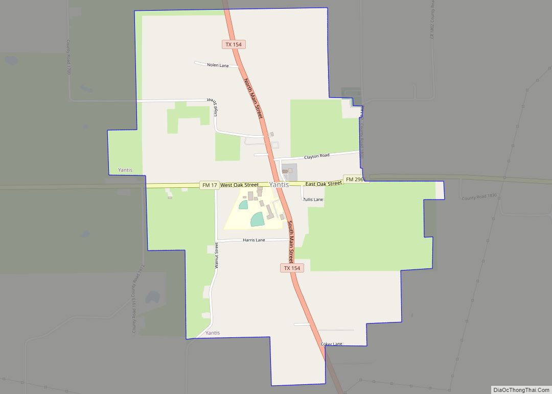 Map of Yantis town