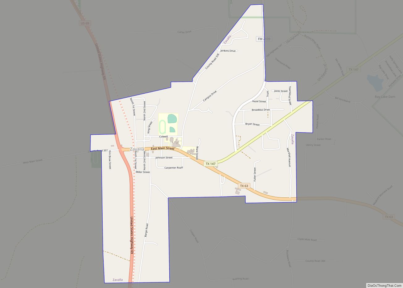 Map of Zavalla city