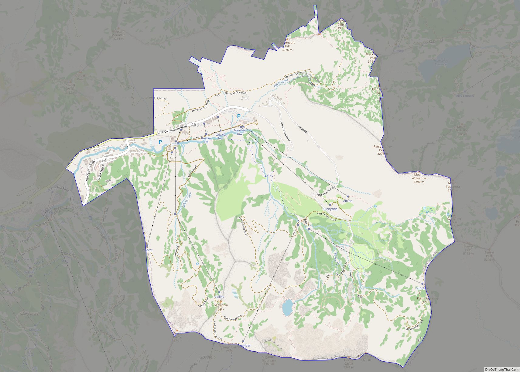 Map of Alta town, Utah