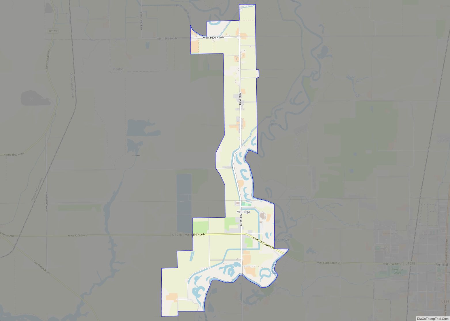 Map of Amalga town