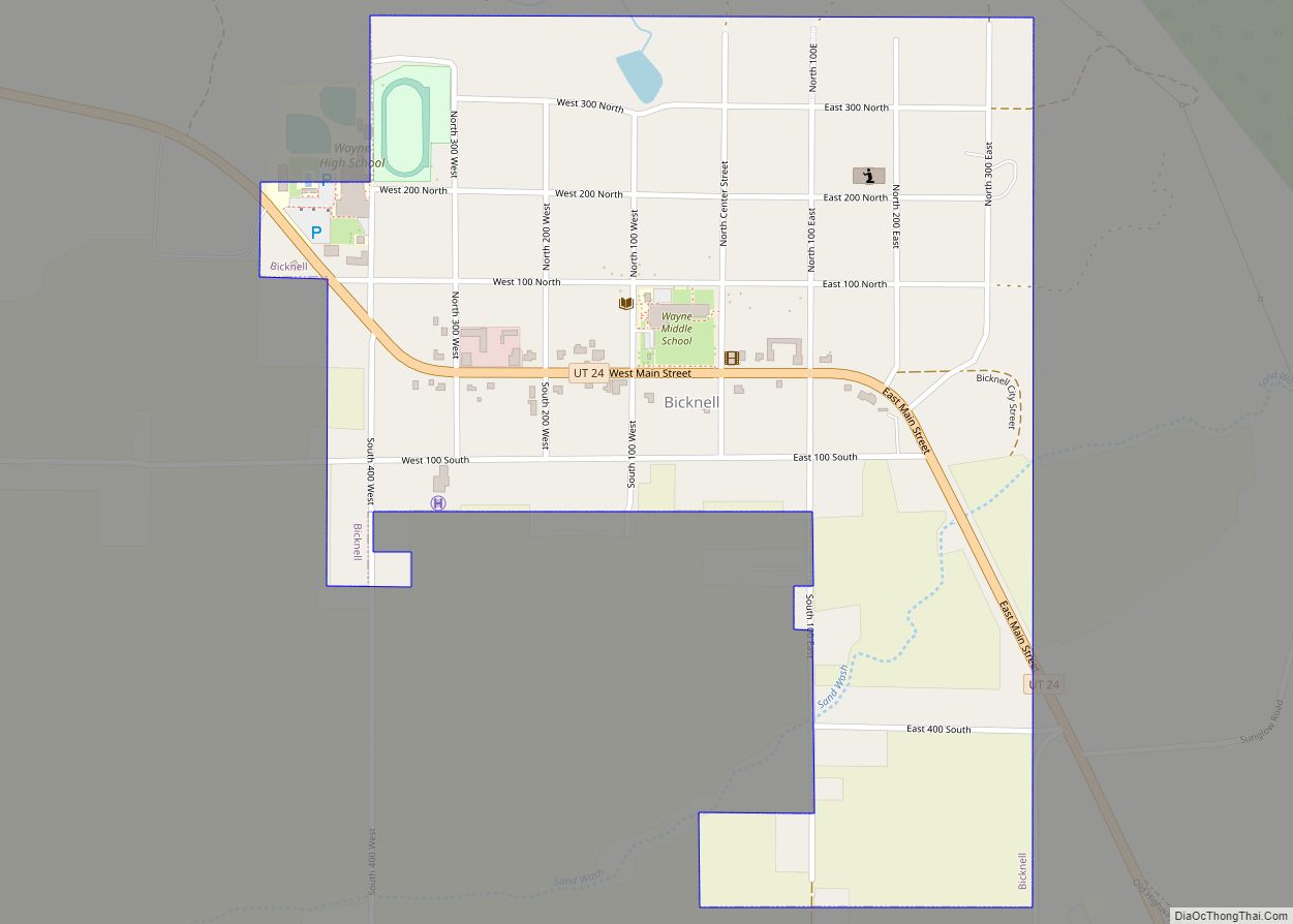 Map of Bicknell town, Utah