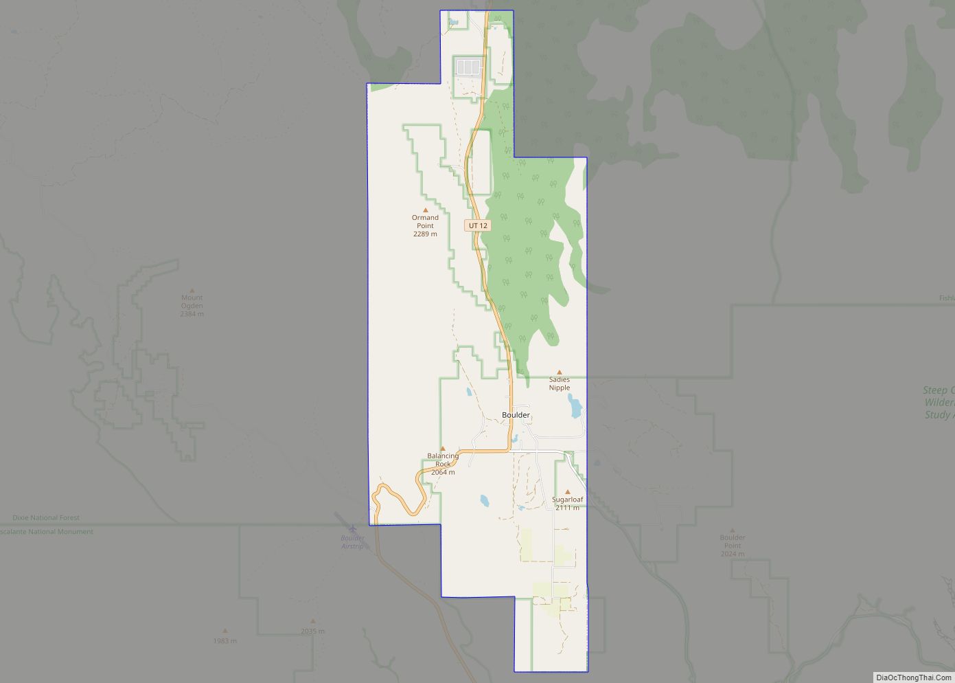 Map of Boulder town, Utah