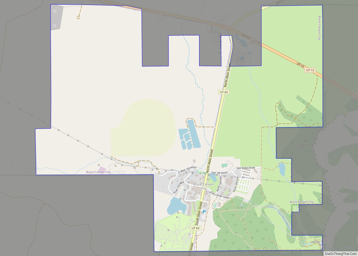 Map of Bryce Canyon City town