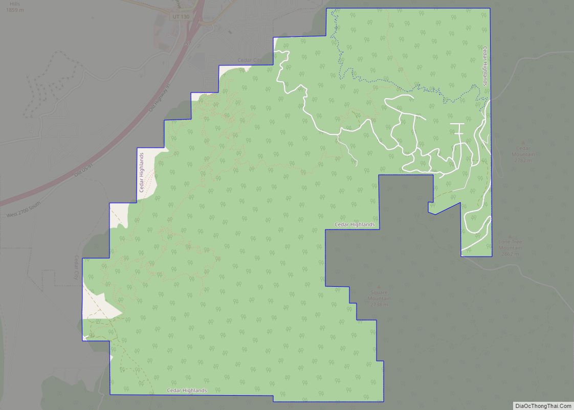 Map of Cedar Highlands town
