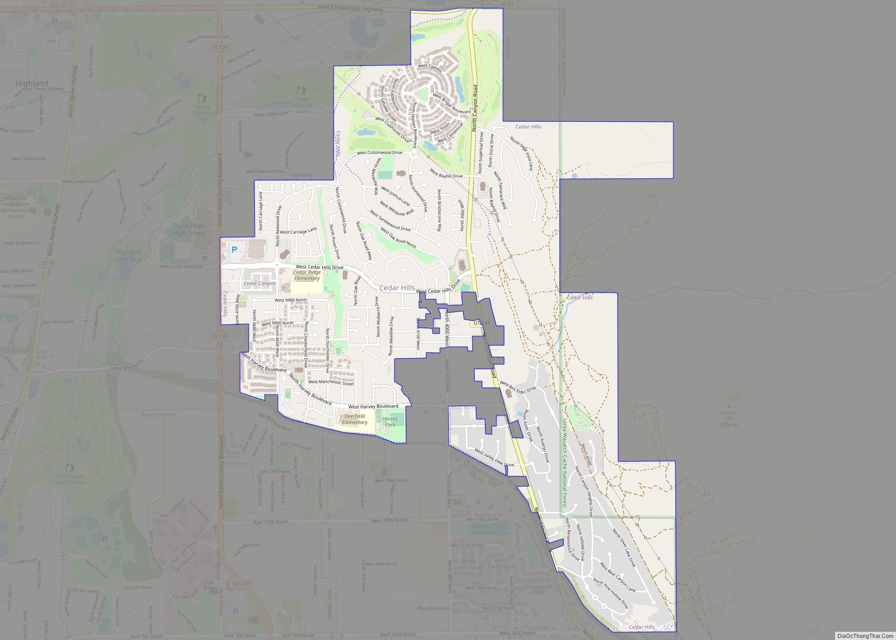 Map of Cedar Hills city, Utah