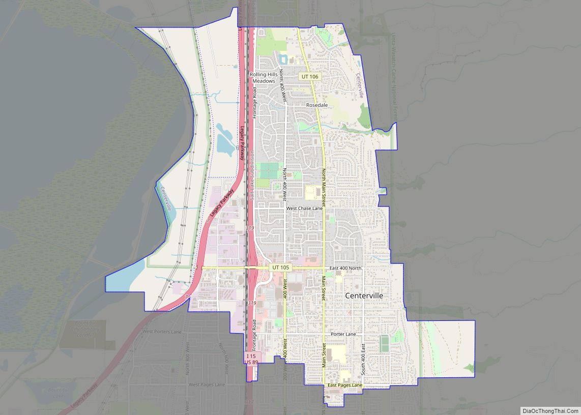 Map of Centerville city, Utah