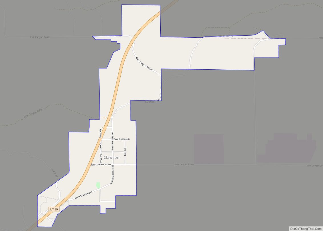 Map of Clawson town, Utah