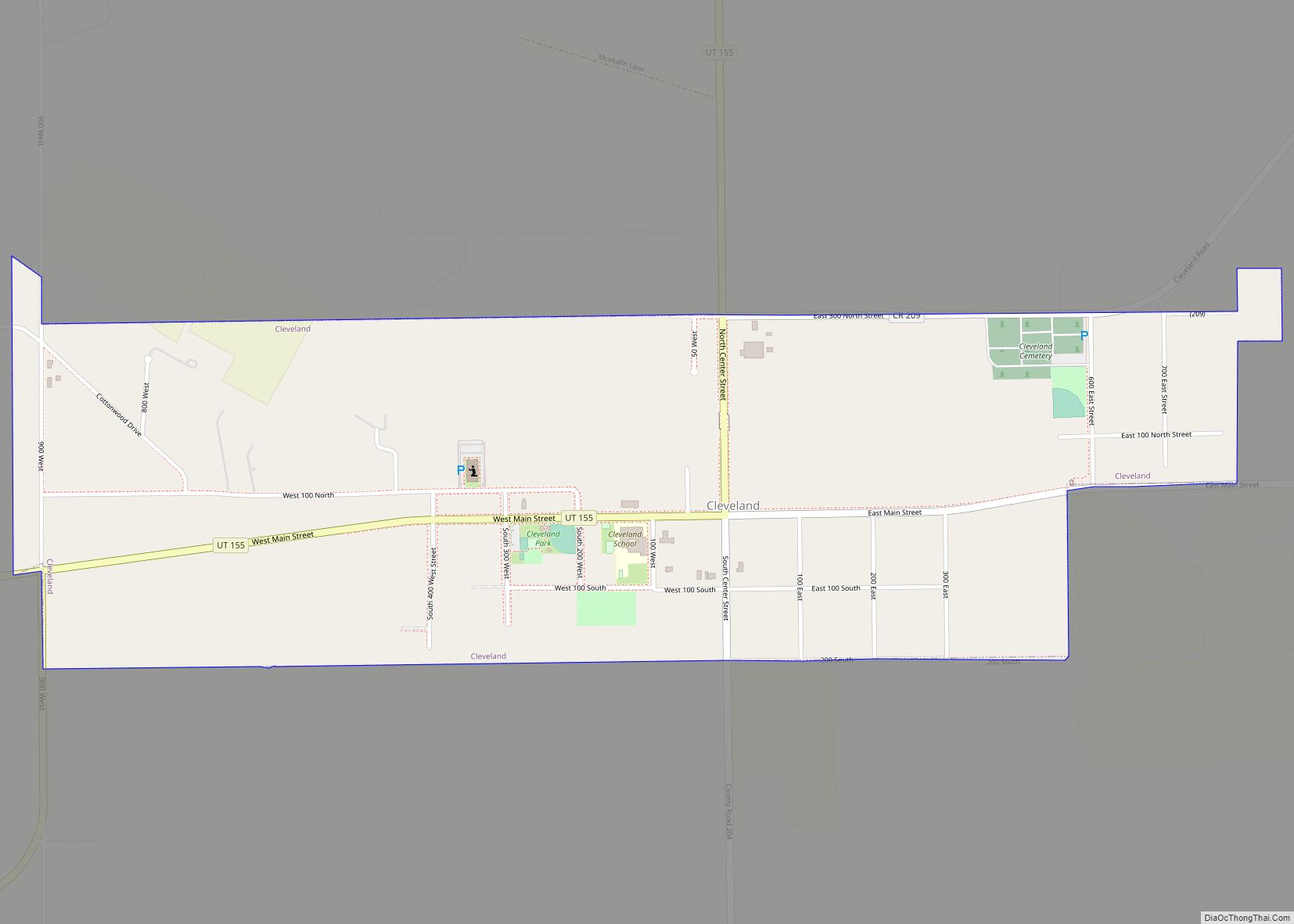 Map of Cleveland town, Utah