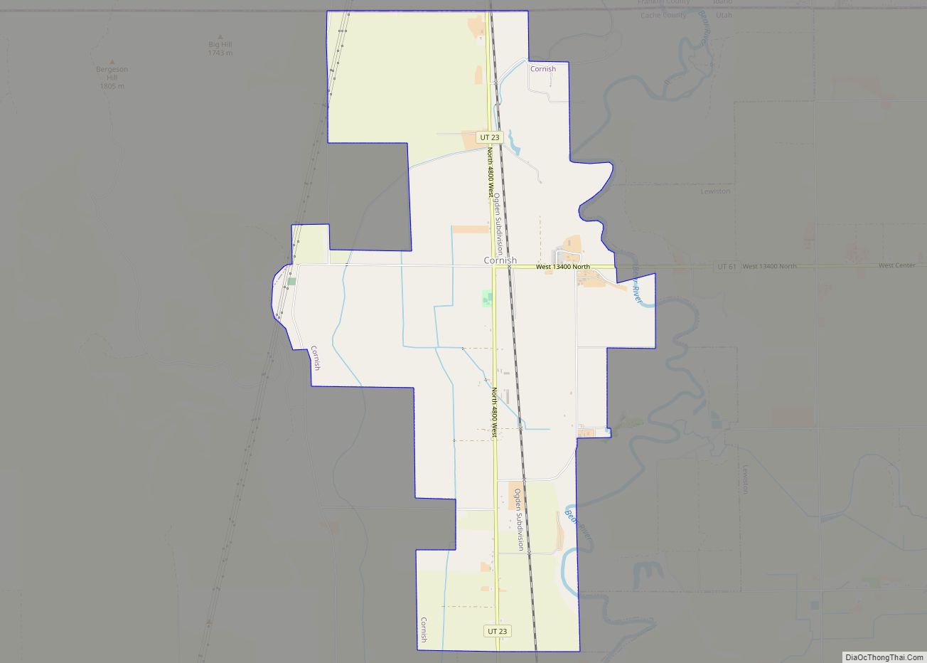 Map of Cornish town, Utah