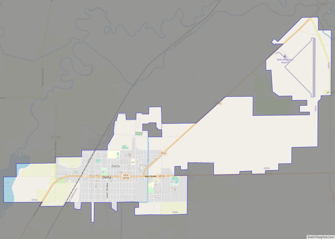 Map of Delta city, Utah