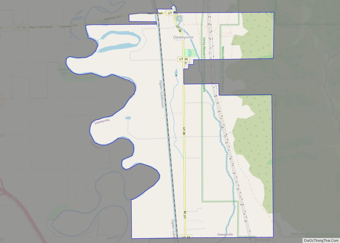 Map of Deweyville town, Utah