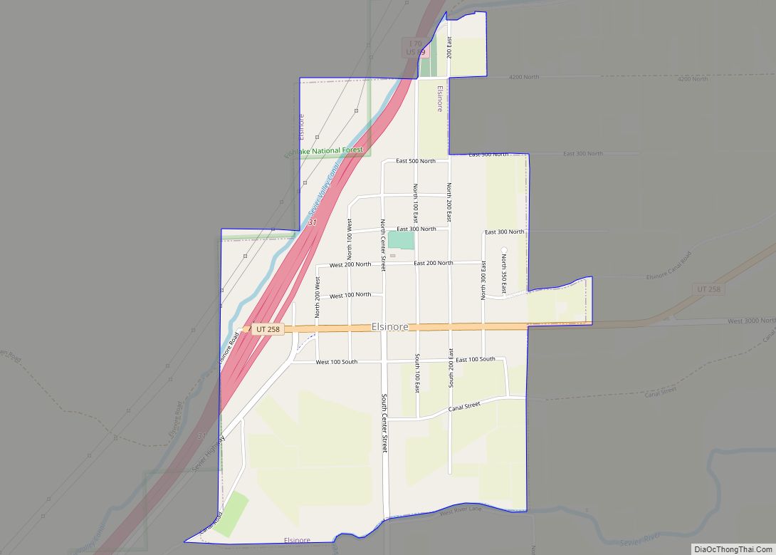 Map of Elsinore town