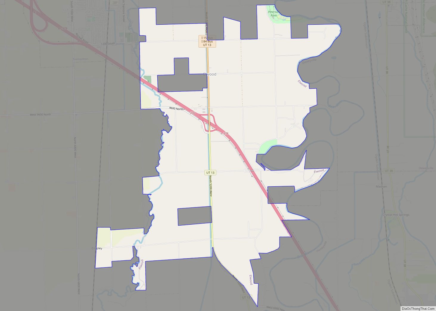 Map of Elwood town, Utah