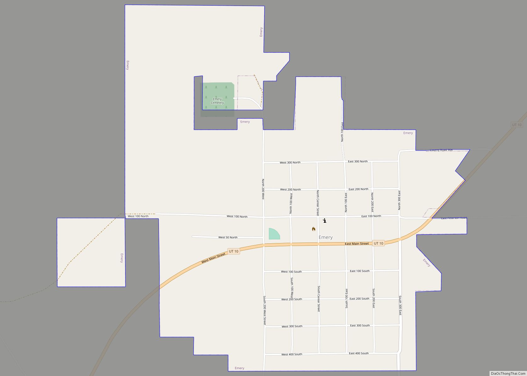 Map of Emery town, Utah