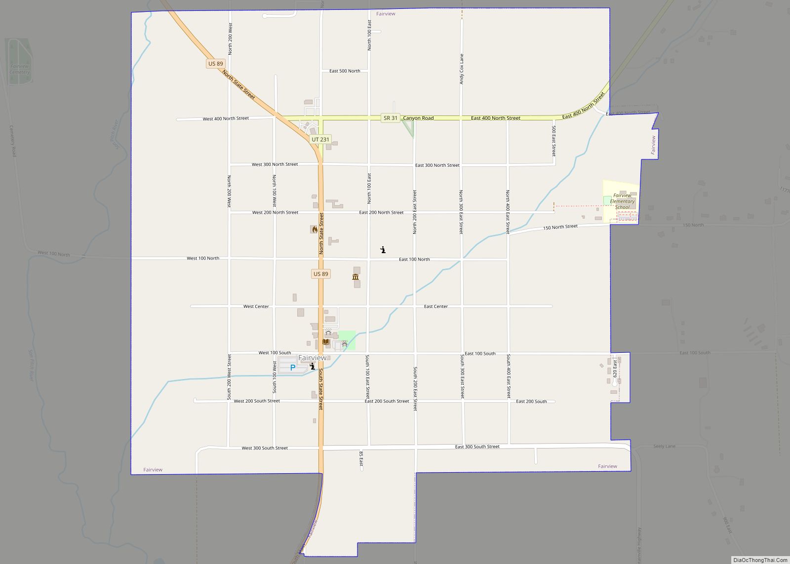 Map of Fairview city, Utah