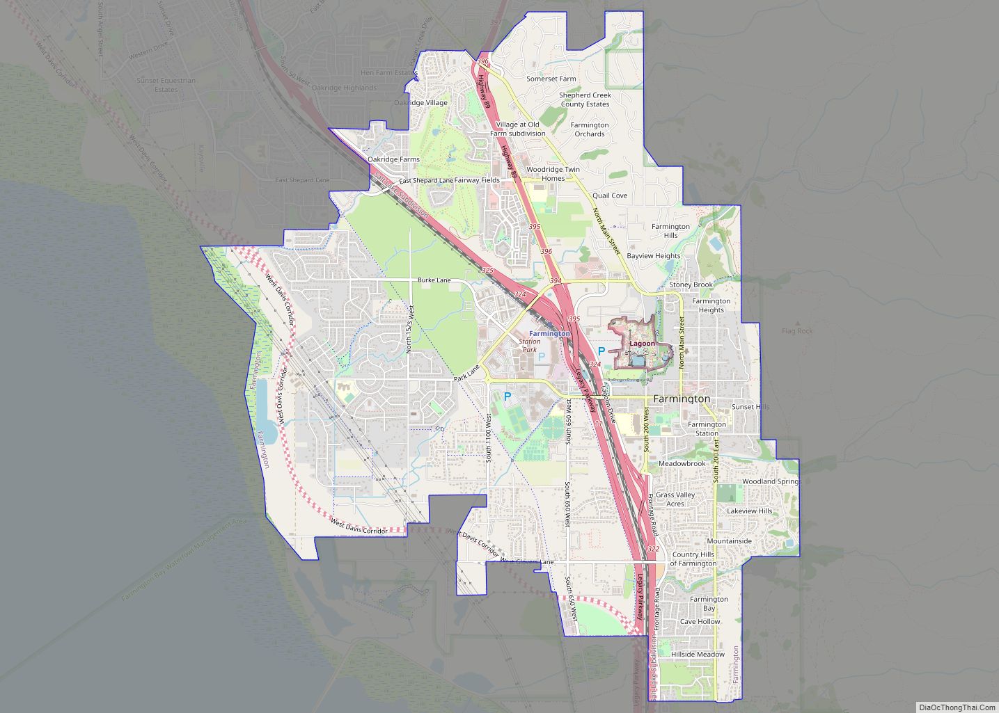 Map of Farmington city, Utah
