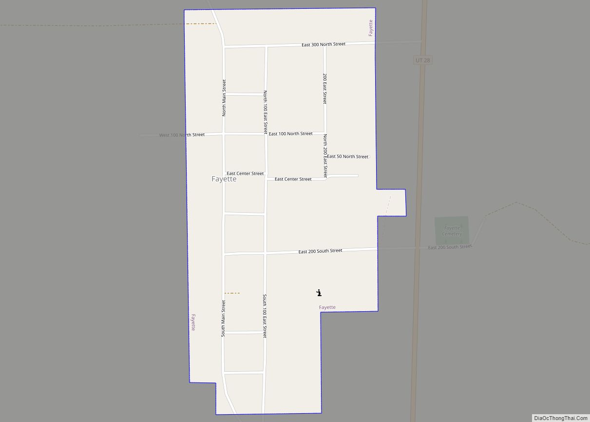 Map of Fayette town, Utah