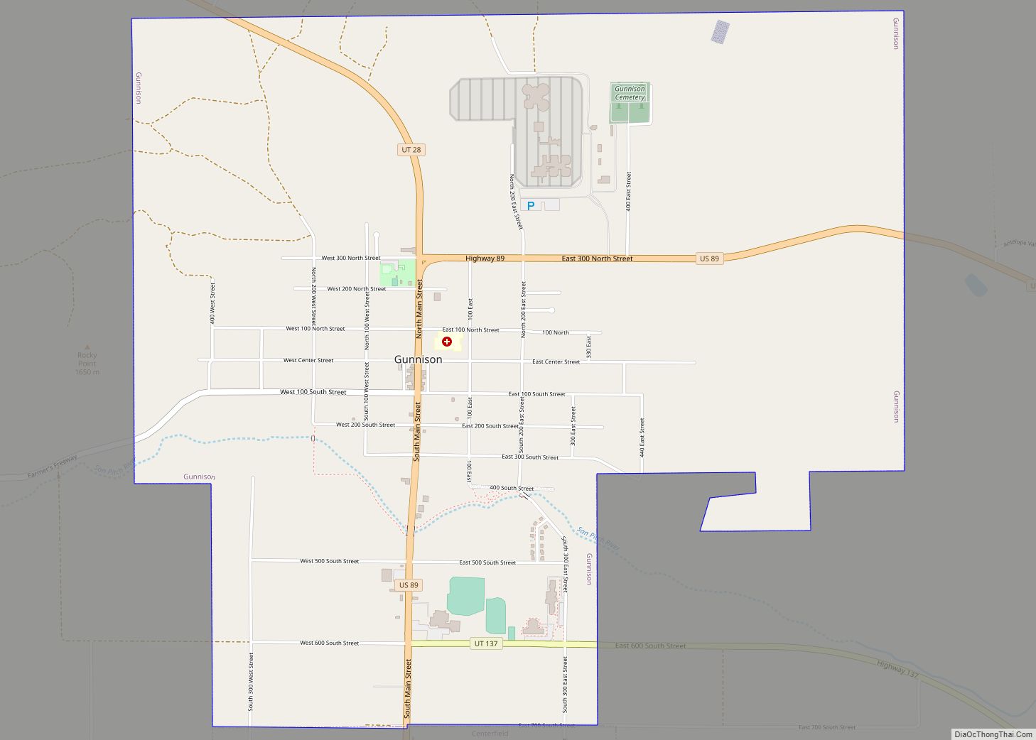 Map of Gunnison city, Utah