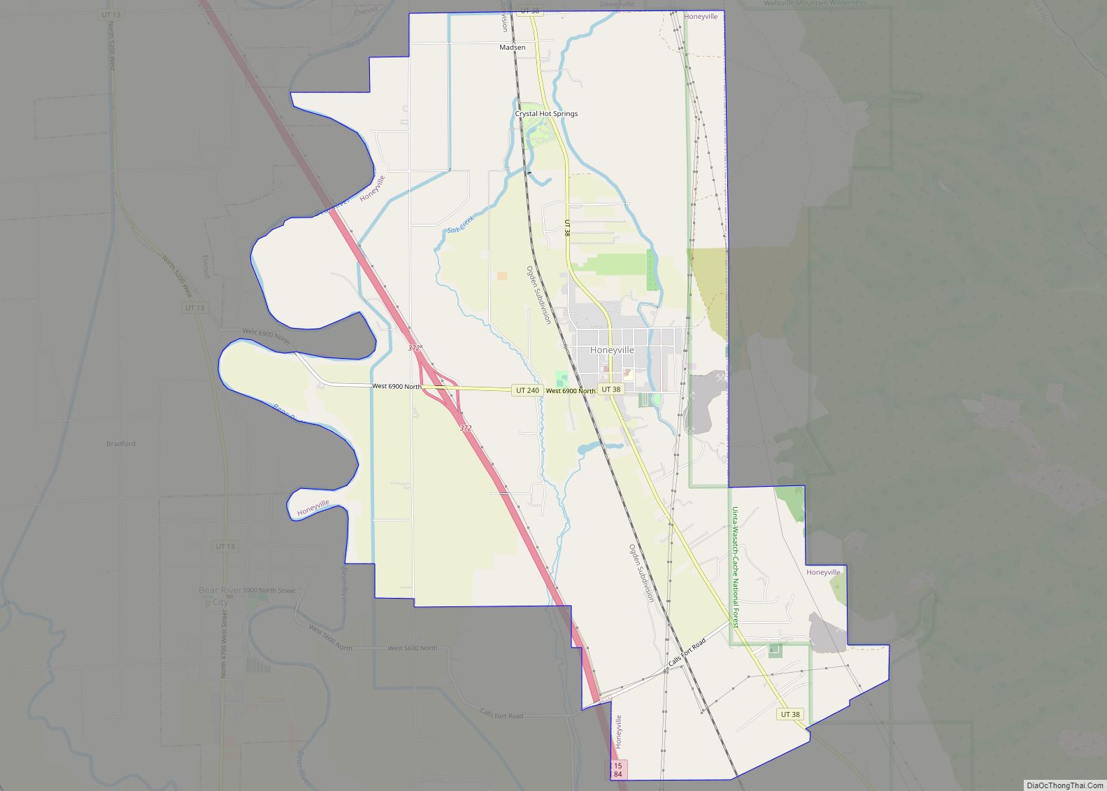Map of Honeyville city