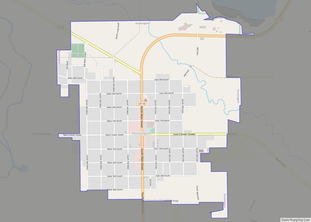 Map of Huntington city, Utah