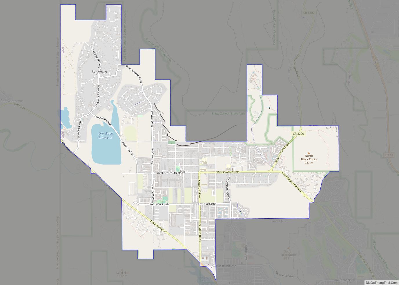 Map of Ivins city