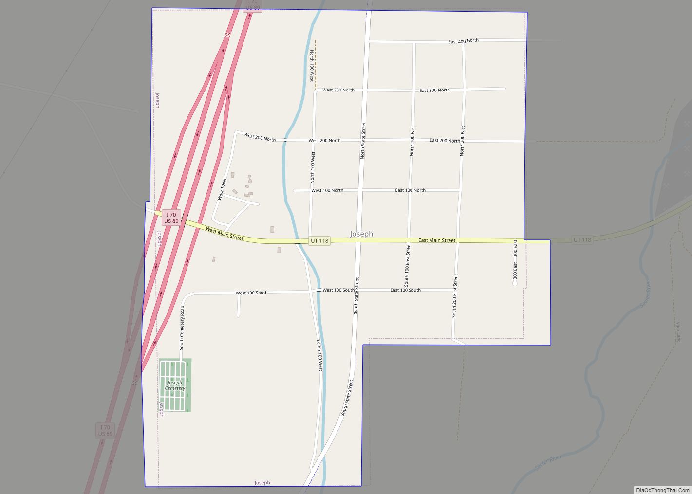 Map of Joseph town, Utah