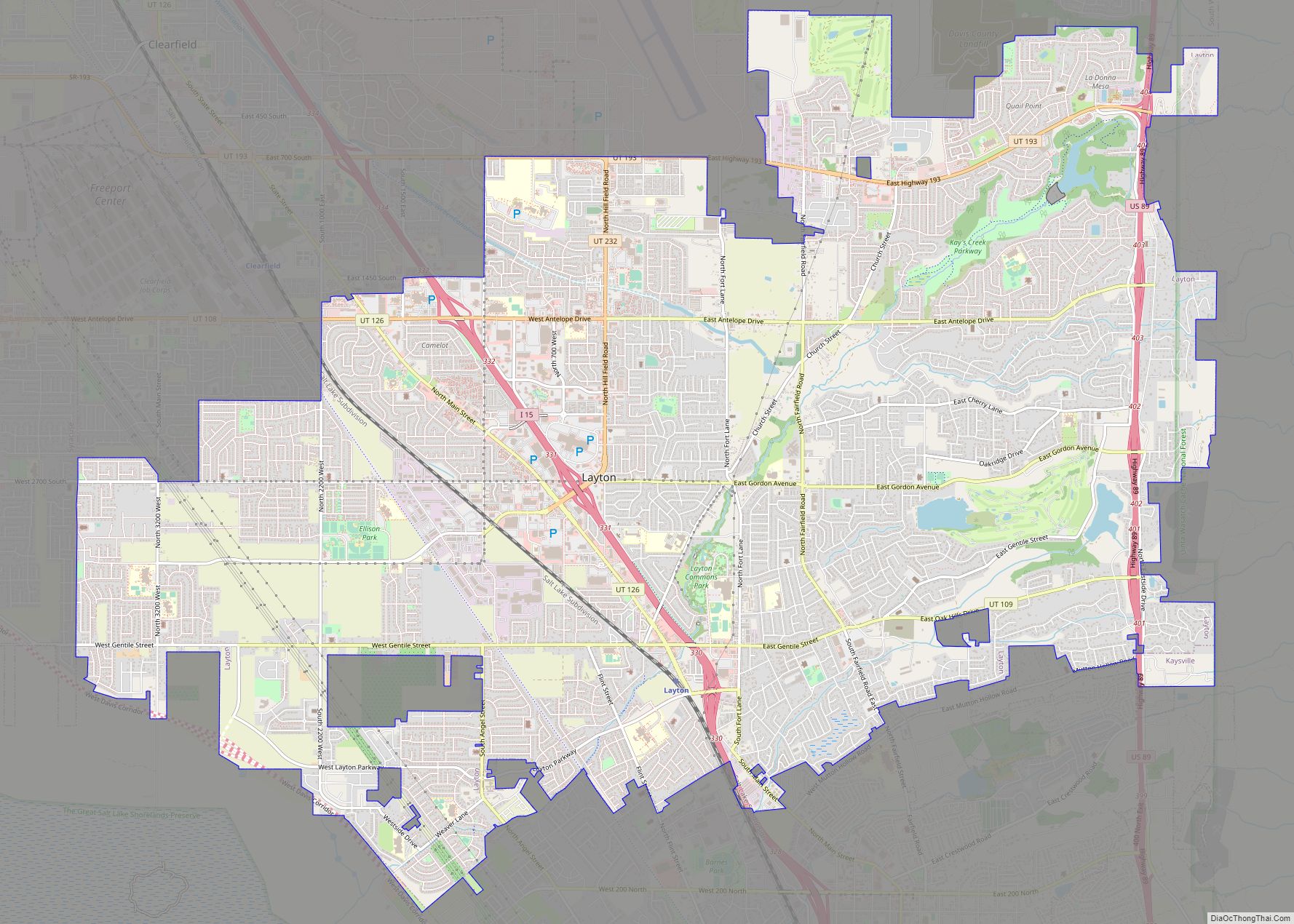 Map of Layton city, Utah