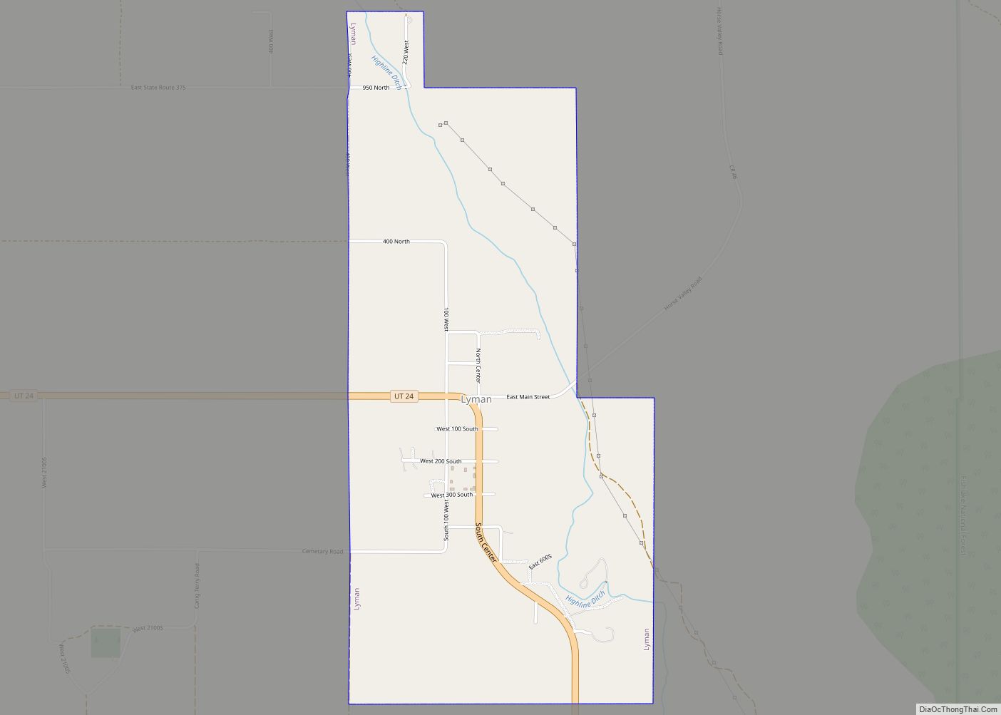 Map of Lyman town, Utah