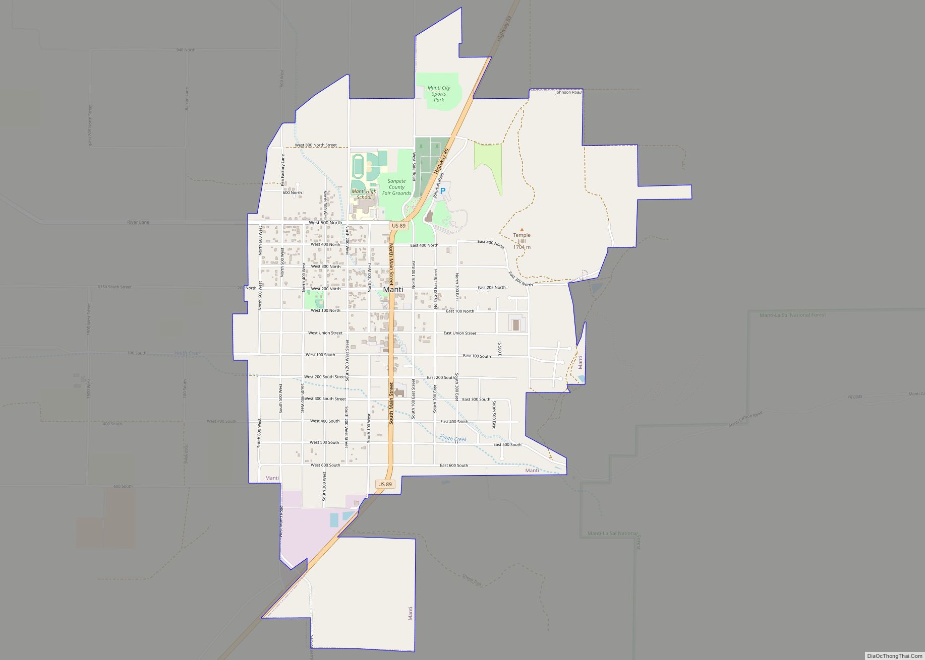 Map of Manti city