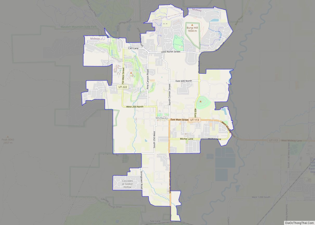 Map of Midway city, Utah