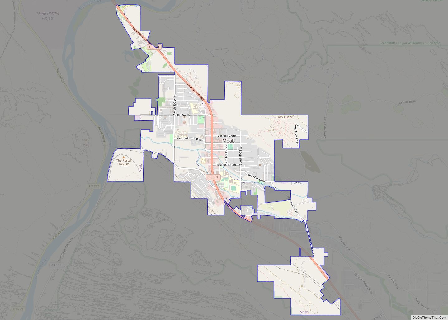 Map of Moab city
